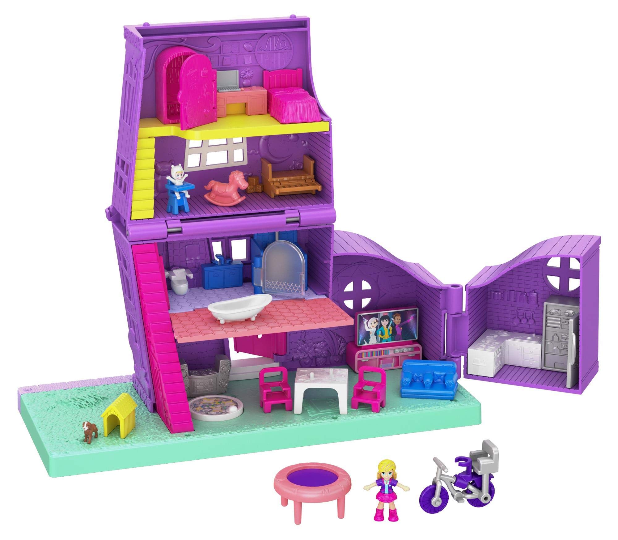 Conjunto De Brinquedos Polly Pocket Doll House Com Microboneca, Bicicleta E Acessórios.