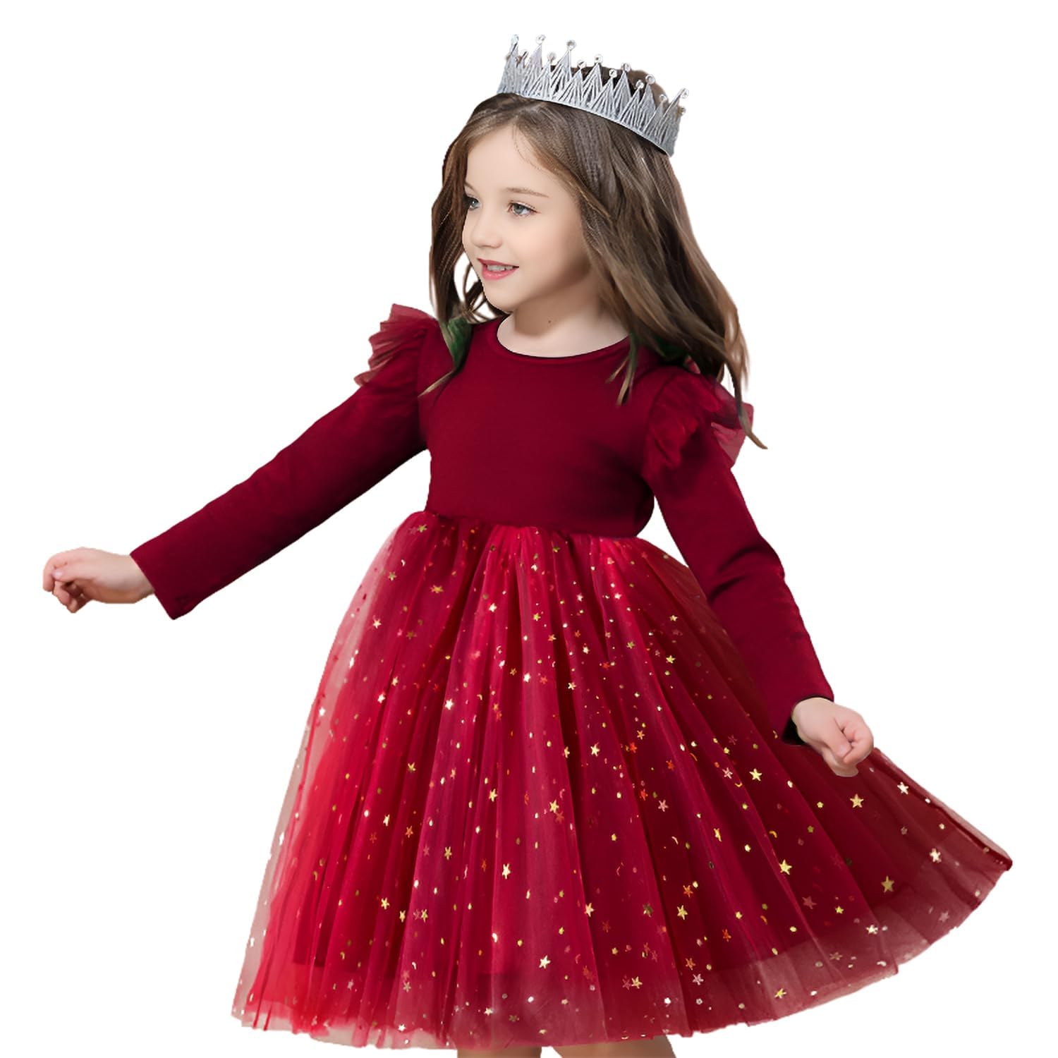 Vestido De Princesa Hnxdyy Little Girl Tulle Stars Velvet 4-5y