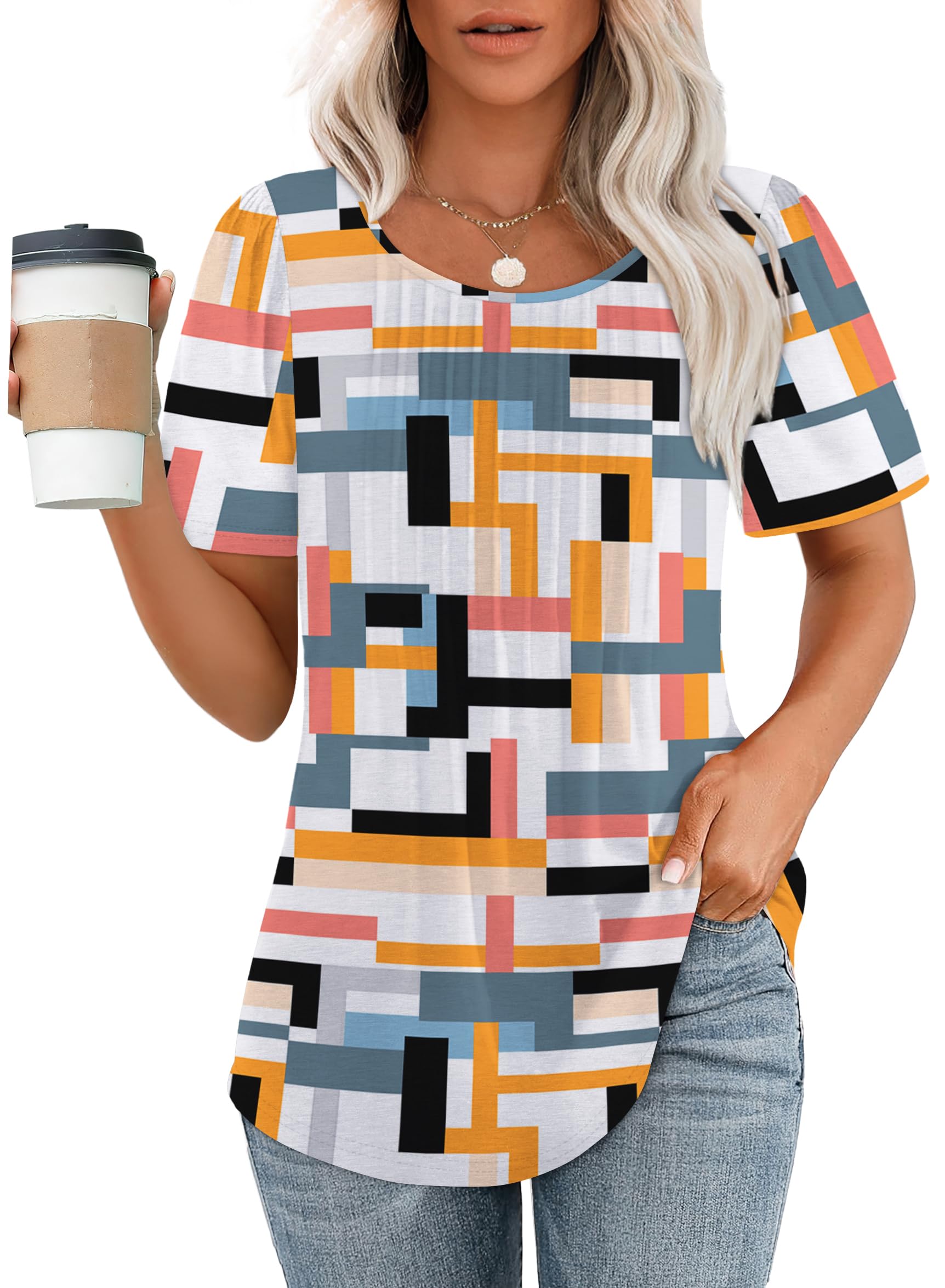 Roupas De Verão Femininas Plus Size, Blusas De Manga Curta 3gg Ofeefan