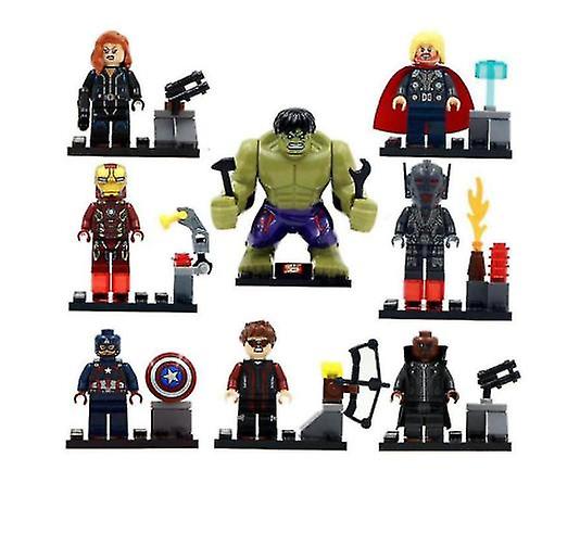 8 Peças De Brinquedos Avengers Superheroes Hulk Mini Building Blocks