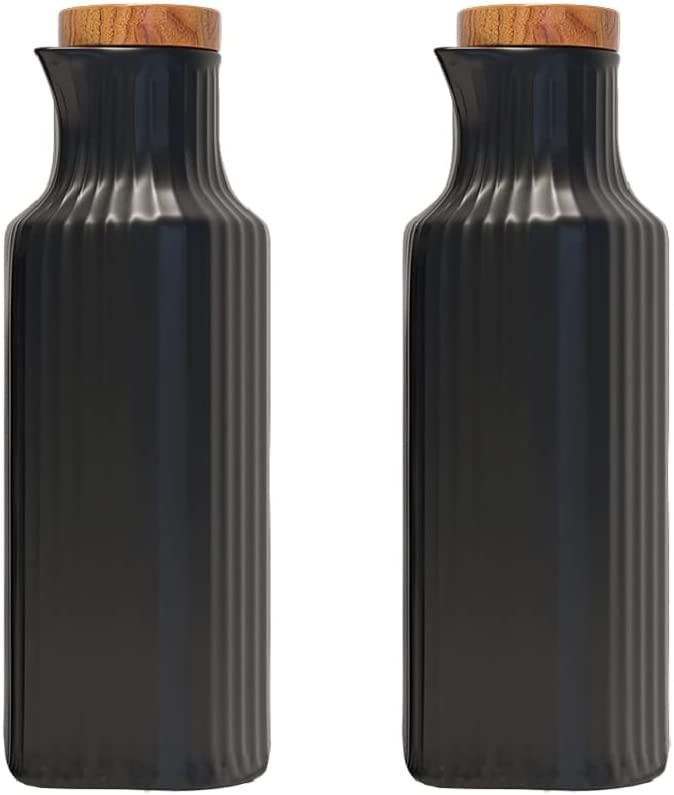 Pacote Com 2 Conjuntos De Óleo De Cerâmica E Vinagre De Molho De Soja Dispensador De Xarope De Bordo Frasco Para Cozinha 270 Ml/9 Oz (preto)