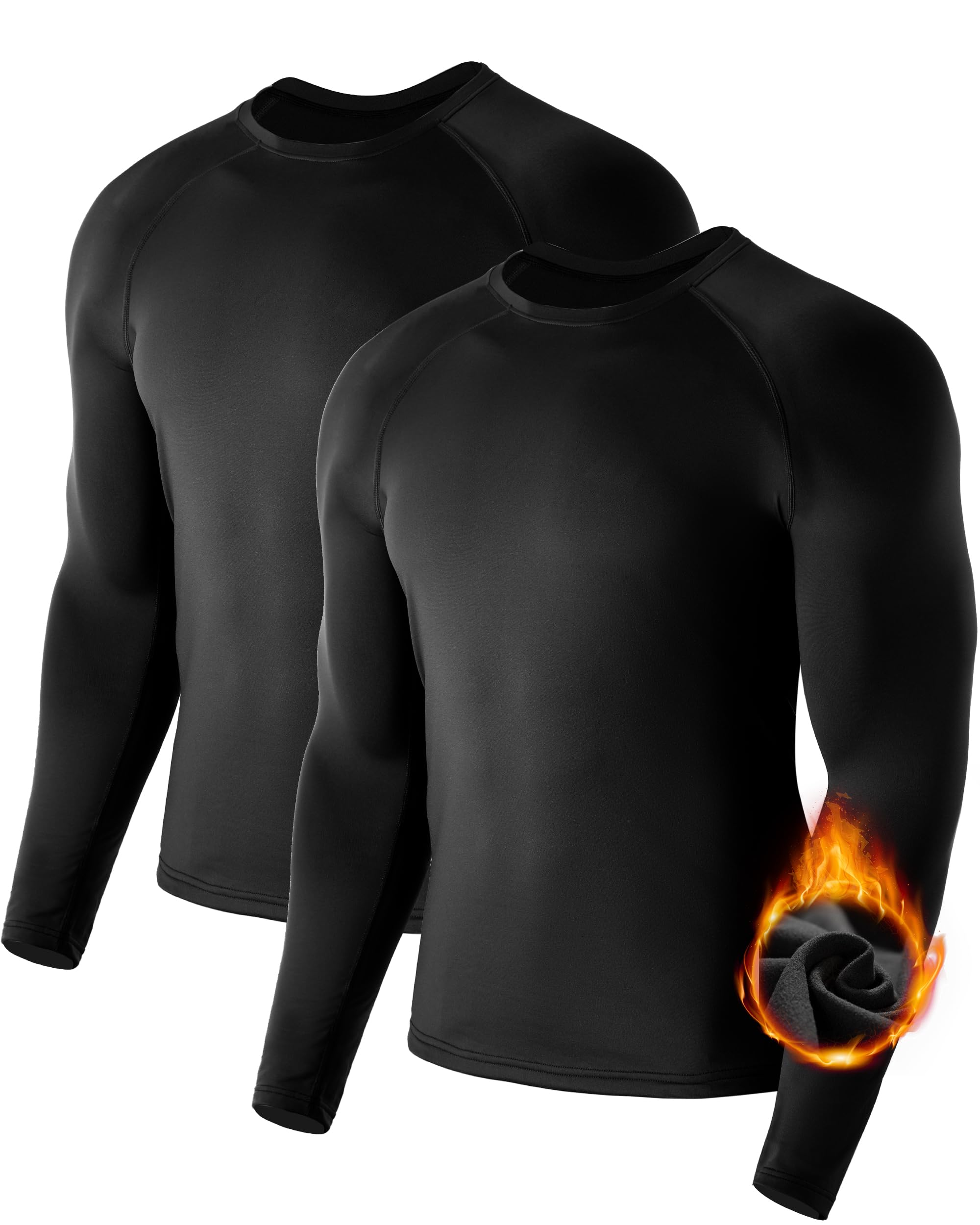 Camada De Base Térmica Eobekee Para Homens, Manga Comprida, Pacote Com 2