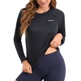 Rash Guard Eteoepo Para Mulheres Upf 50+ De Manga Comprida Preta
