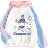 Moletom Sanmu Cinnamoroll Loose Fit Com Cores Contrastantes