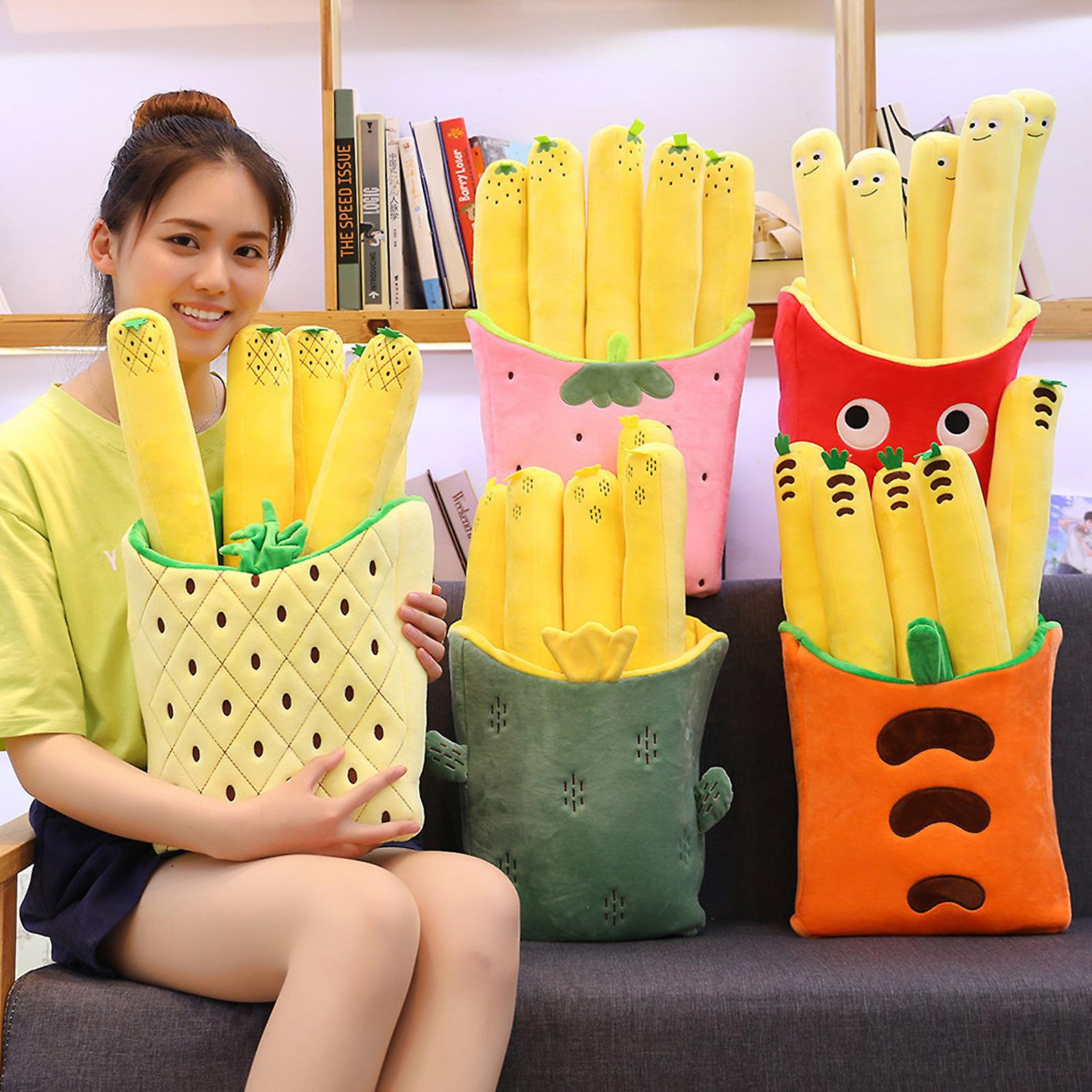 Naievear Fries Jogar Travesseiro Adorável Morango Cenoura Pineapp