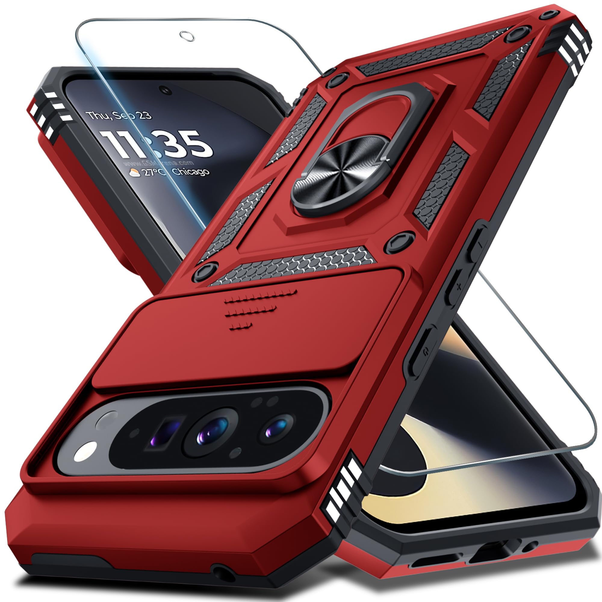 Capa De Telefone Janmitta Compatível Com Google Pixel 9 Pro Xl Vermelha