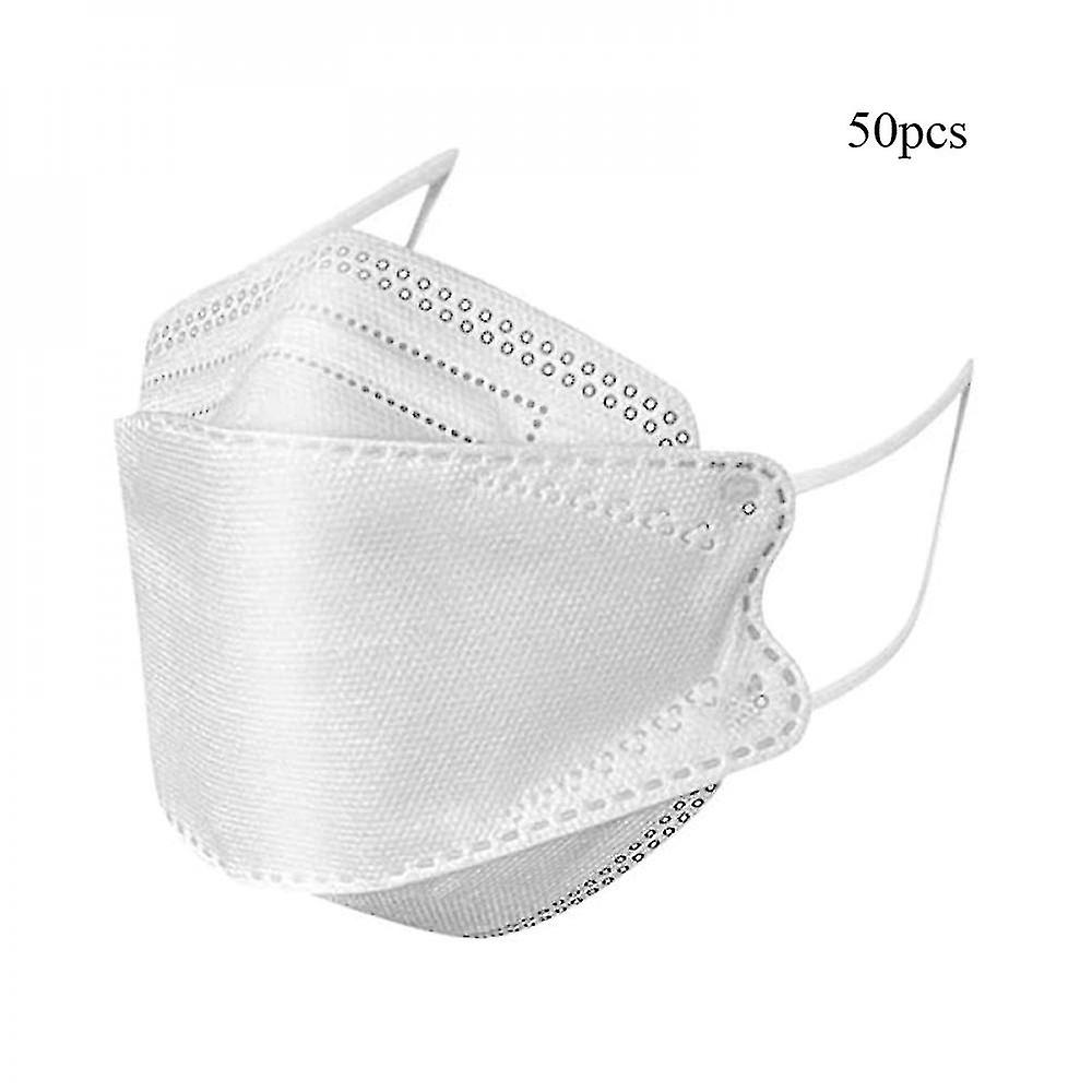 White#50 Pcs Descartável Máscara Facial Para Adultos, 4 Camadas Ajustar