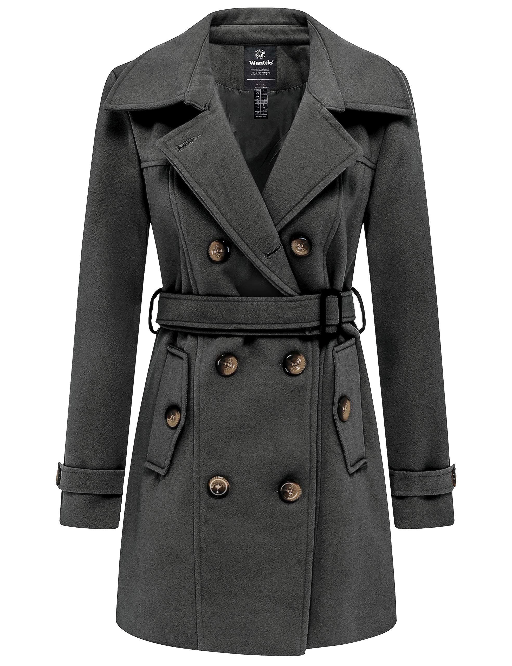 Casaco Feminino Pea Coat Wantdo, De Comprimento Médio, Quente, Inverno, S