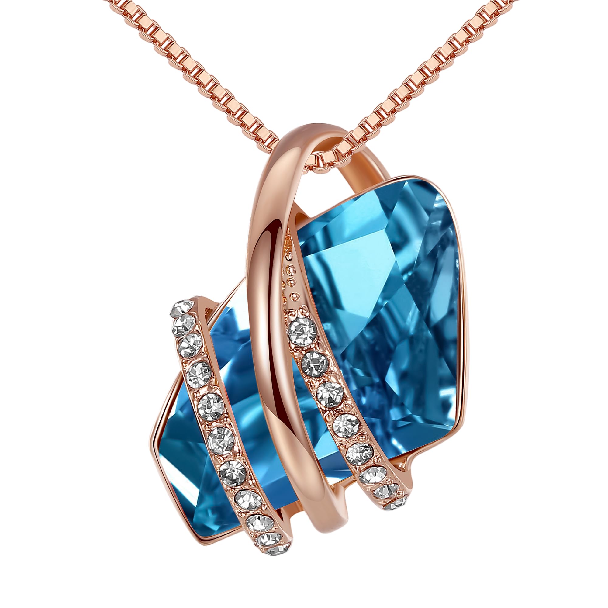 Colar: Pingente Leafael Wish Stone Com Cristal De Zircão Azul
