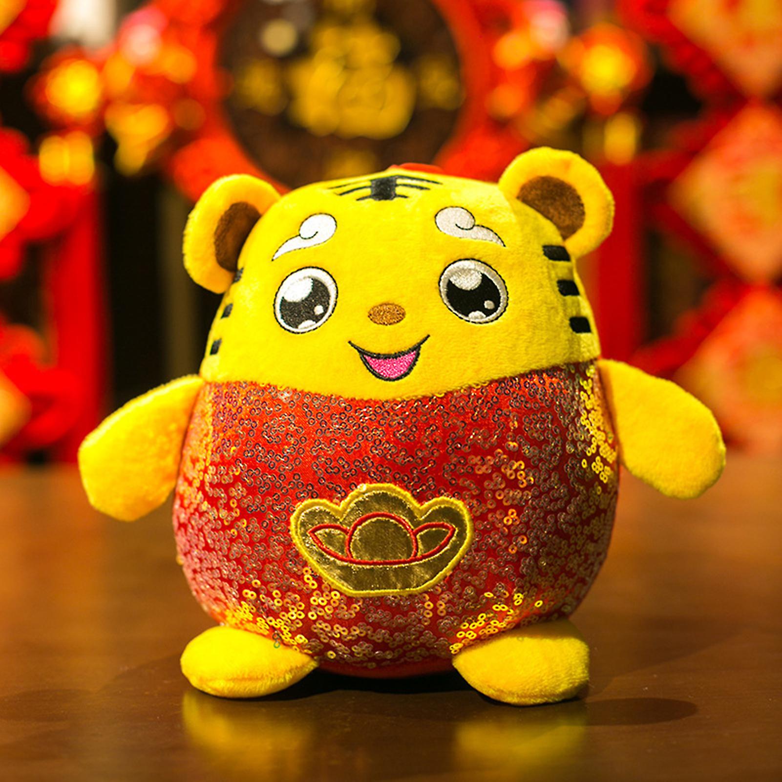 Naievear Adorável Tigre Recheado Brinquedo Cartoon Expression Elast