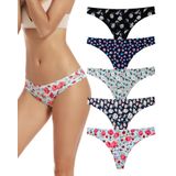 Tangas Femininas, Pacote Com 5 Pacotes De Microfibra Floral Sem Costura