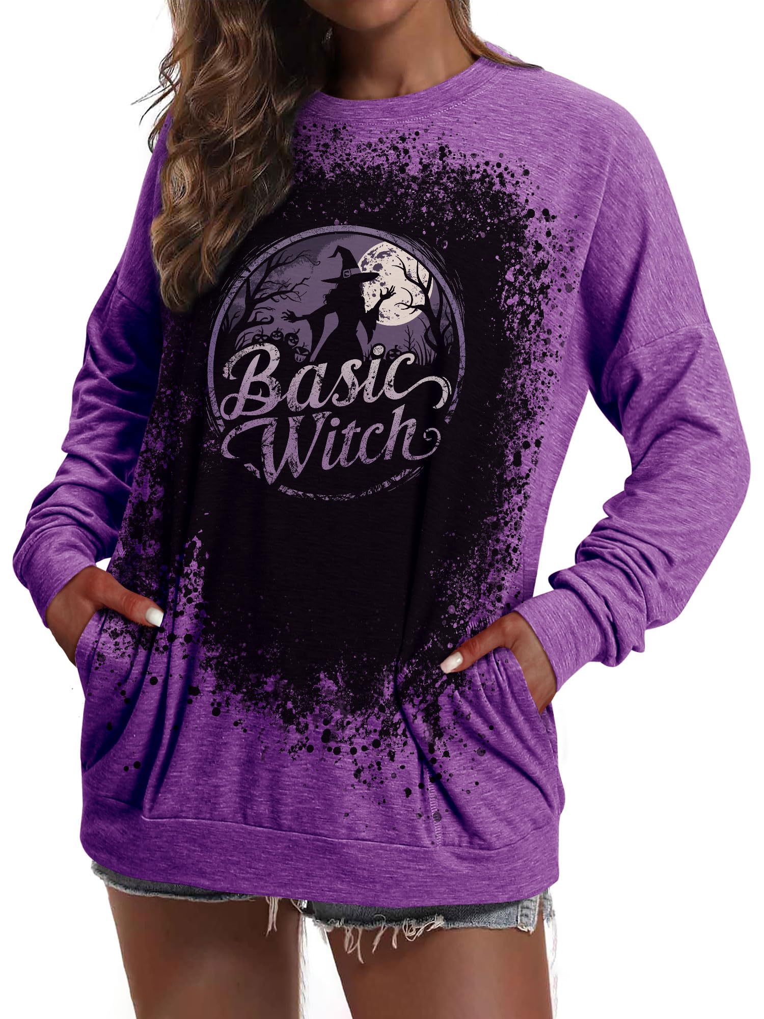 Moletom Rmcms Basic Witch Darkness Halloween Feminino Roxo