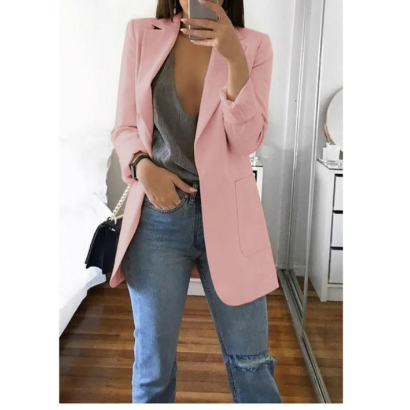 Primavera Feminina Outono Jaqueta Longa Outwear A = S