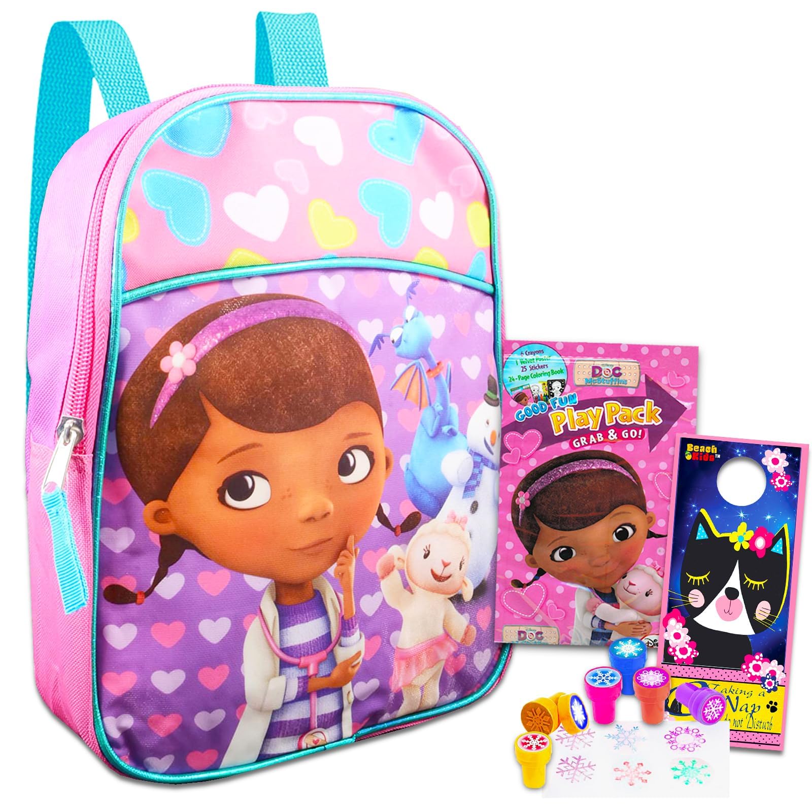Mini Mochila Disney Doc Mcstuffins Com Conjunto De Material Escolar