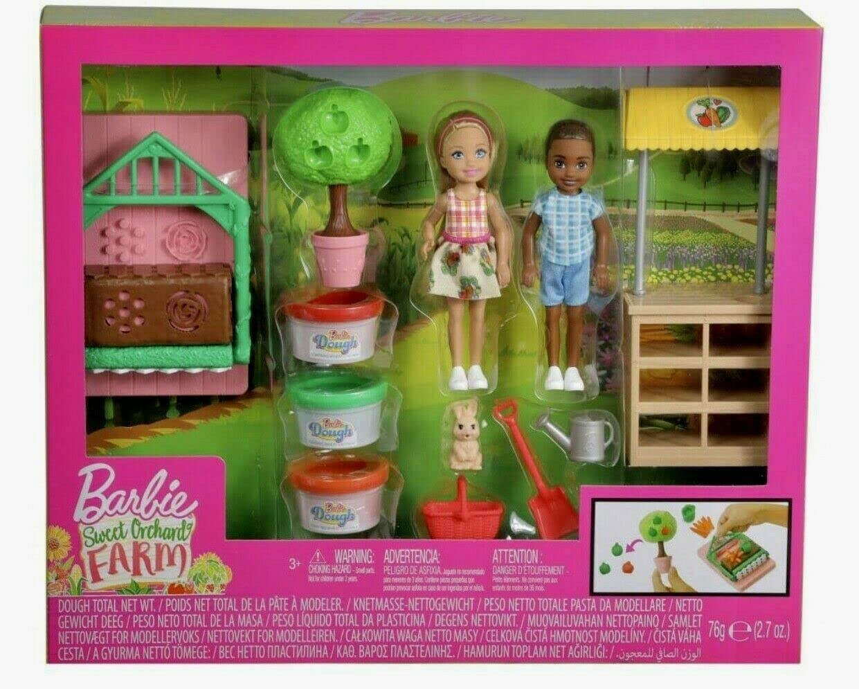 Conjunto De Brinquedos Para Bonecas Barbie Sweet Orchard Farm Chelsea Com Amiga