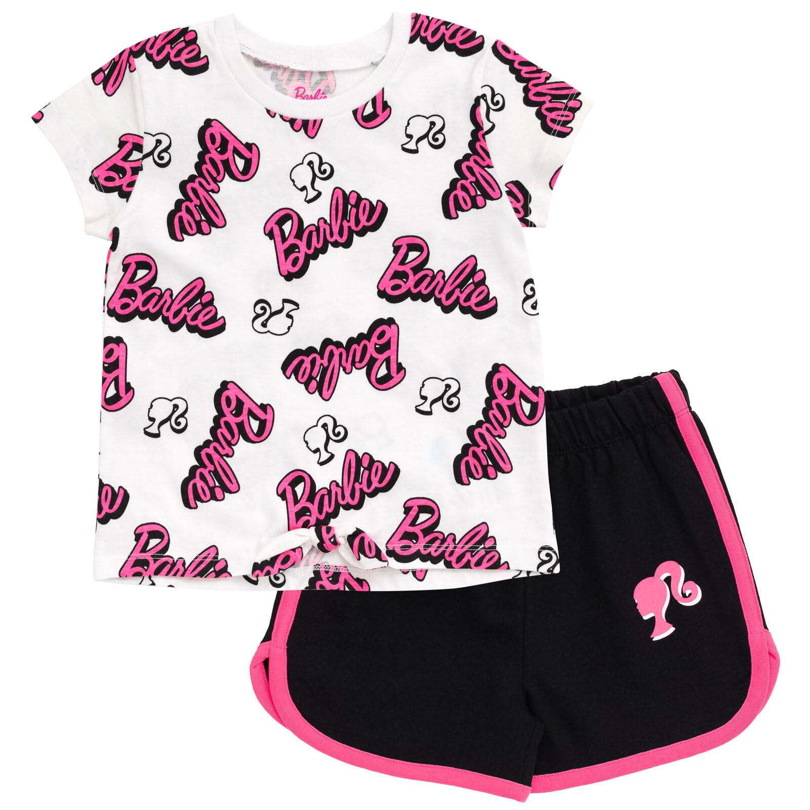 Conjunto De Roupas: Camiseta Para Meninas Da Barbie E Shorts Para Golfinhos