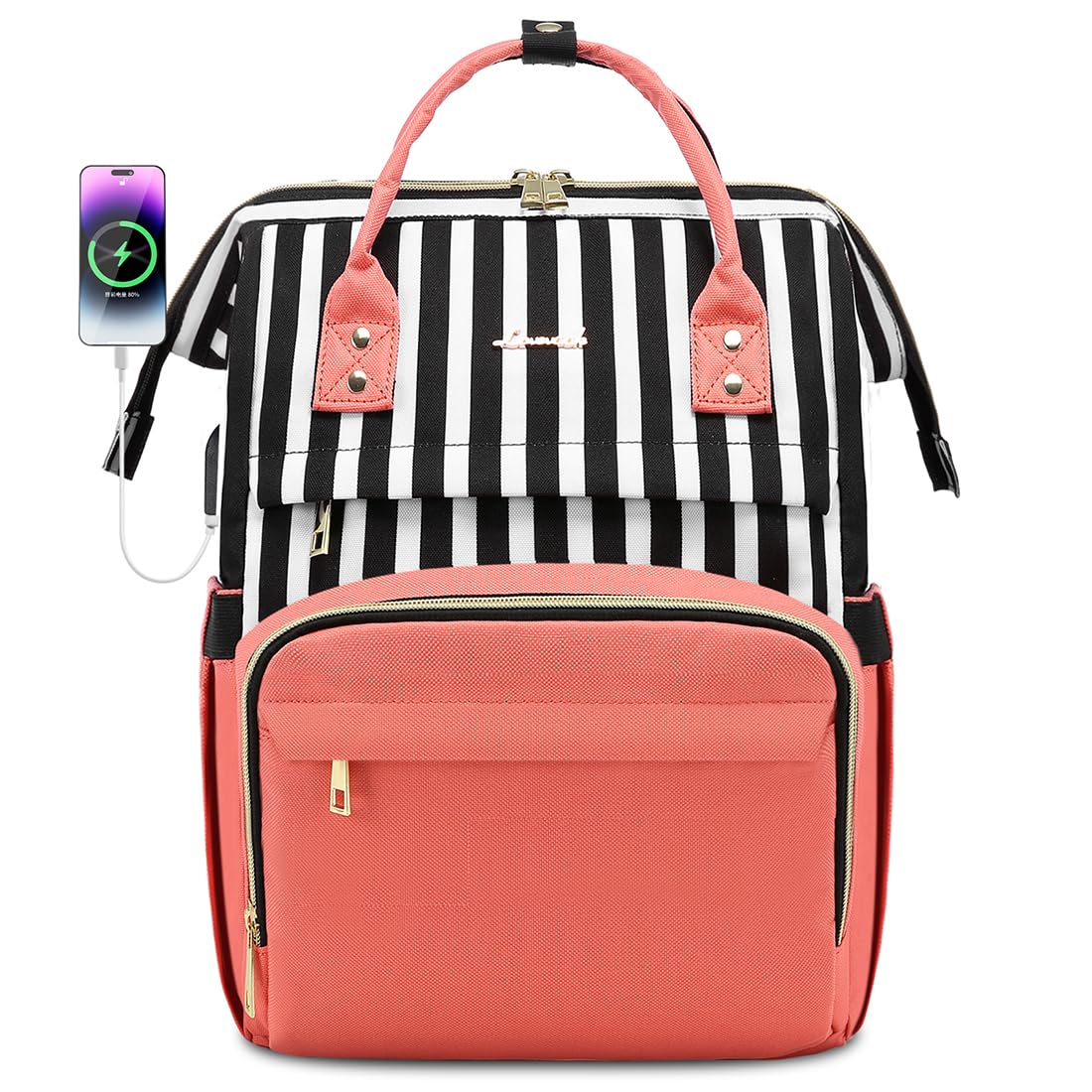 Mochila Para Laptop Lovevook Para Mulheres 15,6" Impermeável Rosa