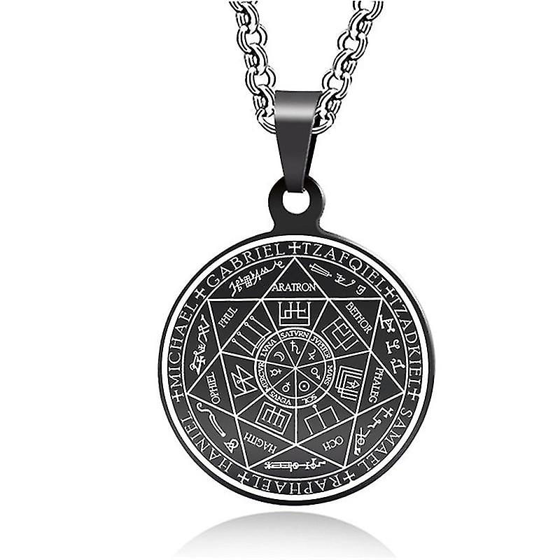 925 Sterling Silve Sete Arcanjos Talismã Pentagrama Penda