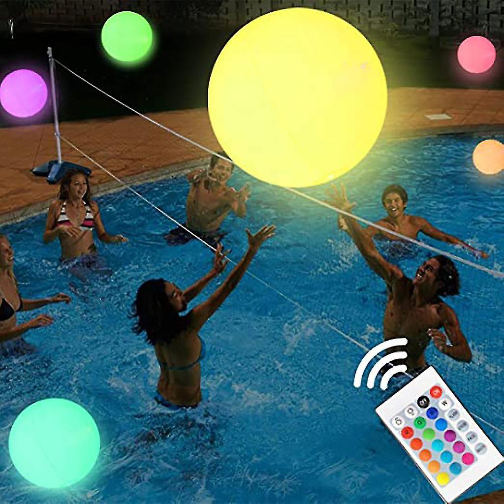 Brinquedos De Piscina 40cm Led Bola De Praia Brilhante Com 16 Cores Luz F