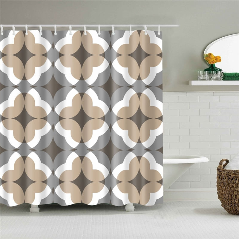 Xadrez Impermeável Poliéster Tela De Banho Cortina Home Decor Wa