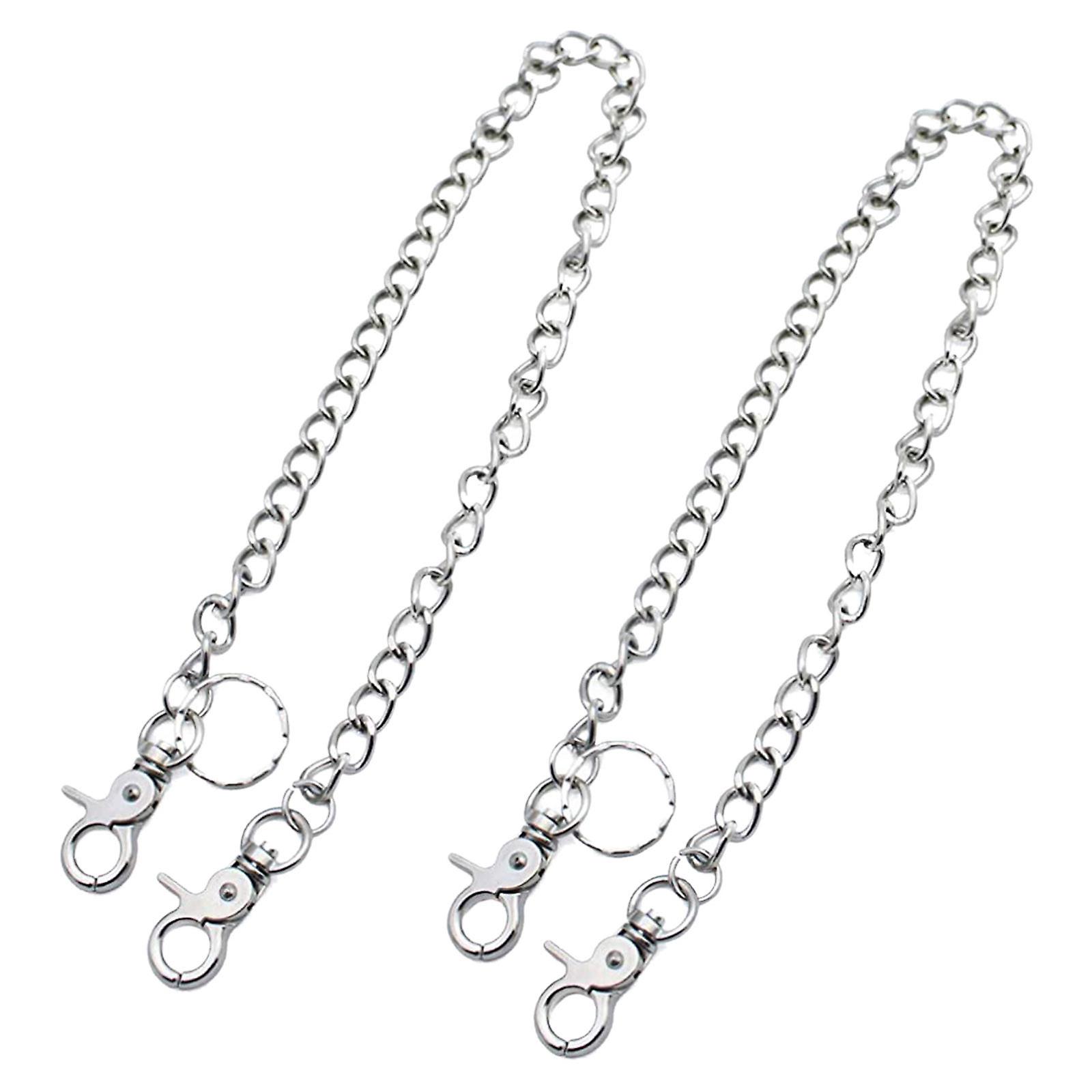Silver2pc Hip Hop Jeans Chain Com Chaveiro Para Mulheres Homens J