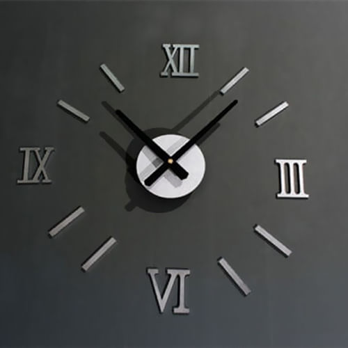 Diy 3d Relógio De Parede Espelho Algarismos Romanos Prata