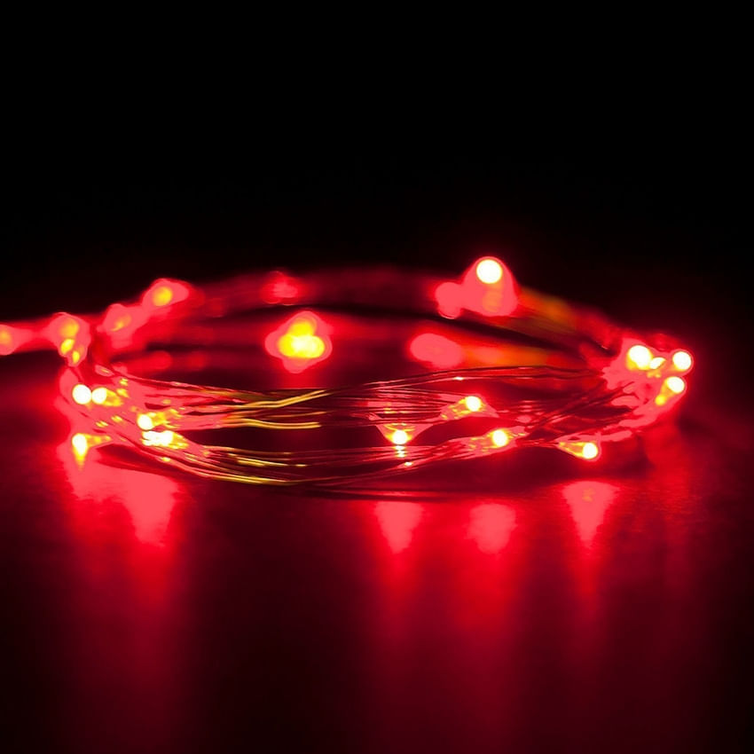 Fairy String Light 40led Bateria Carregada Vermelho