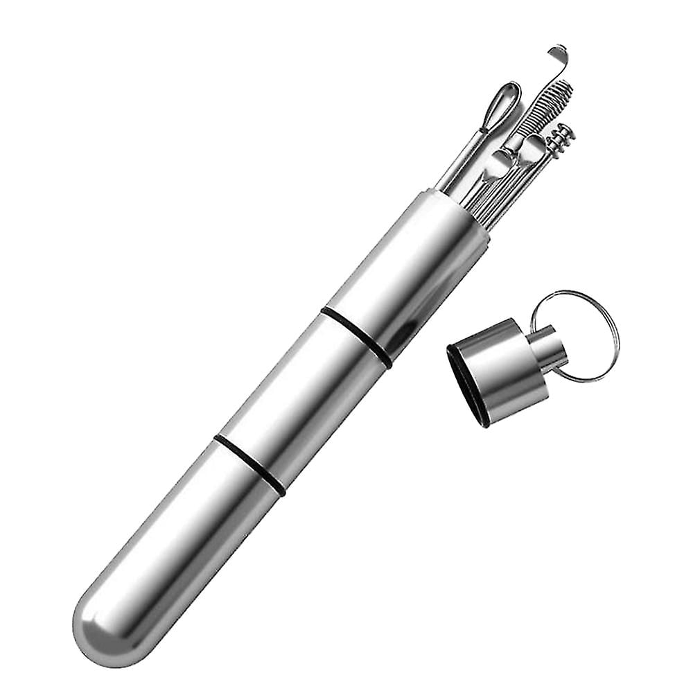 6pcs/set Pedais De Cera De Ouvido De Aço Inoxidável Earpick Ear Clean To