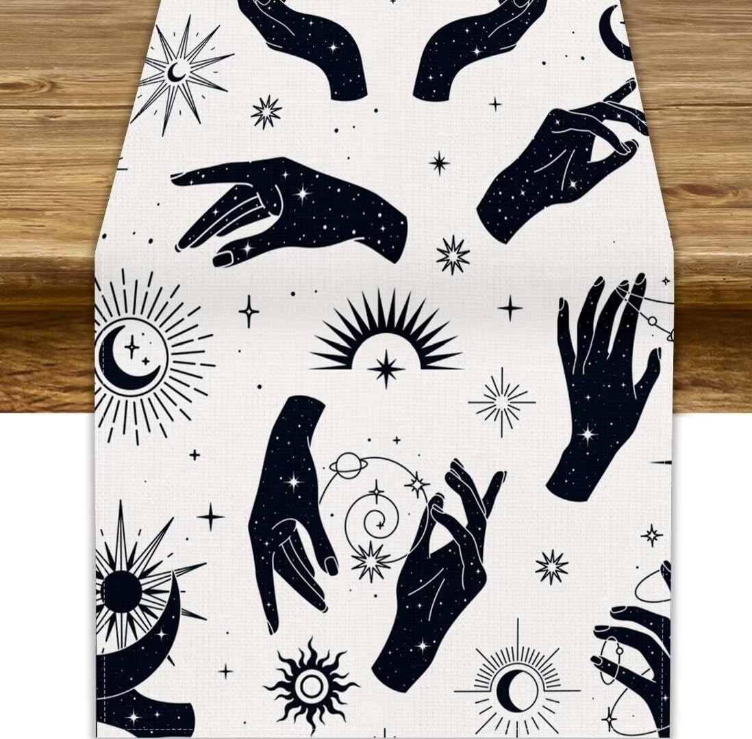 Tabuleiro Table Runner Janjcurt Gothic Witchy Sun Moon Ouija
