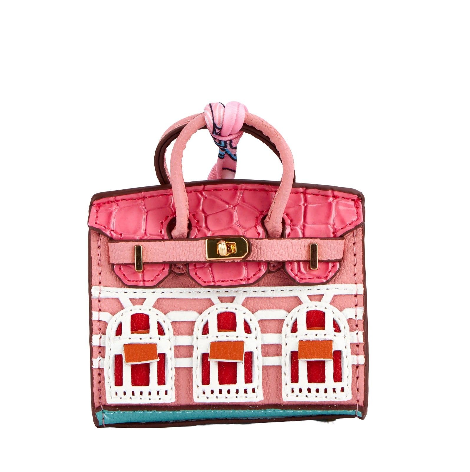 Bag Charms Leather Purse Charms Para Bolsas Mini House Pink