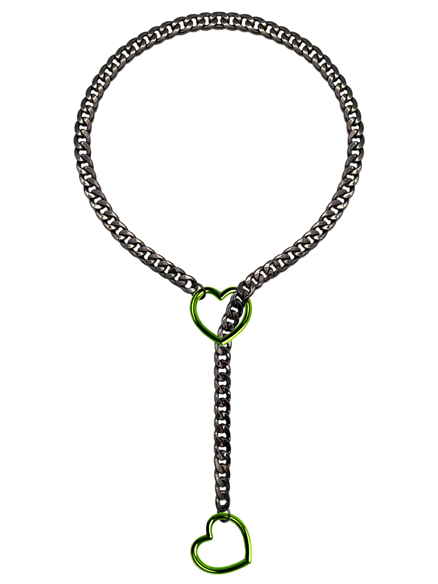 Colar Slip Chain Everglimp Green Heart O-ring Para Mulheres