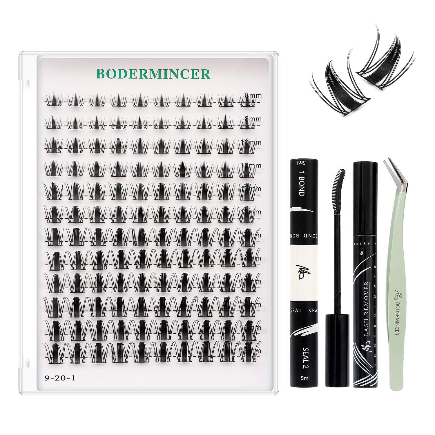 Kit De Grupos De Cílios Bodermincer D Curl 10-20 Mm 120 Cachos