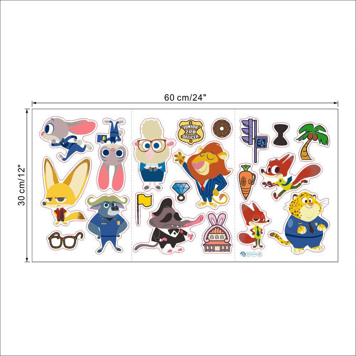 Adesivo De Parede Pvc Kids Room Zootopia Nick Wilde Judy Hopps