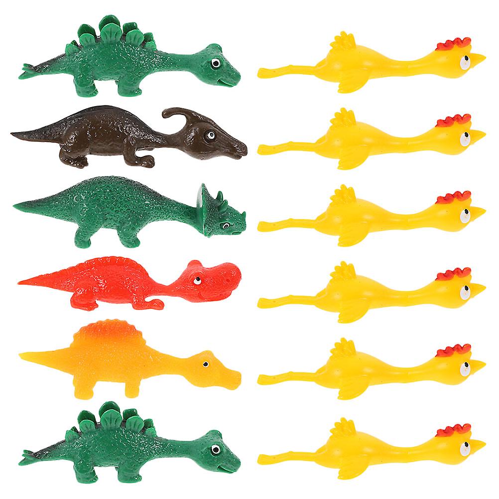 12pcs Mini Simulação Dinossauros E Peru Truque Brinquedos Festa