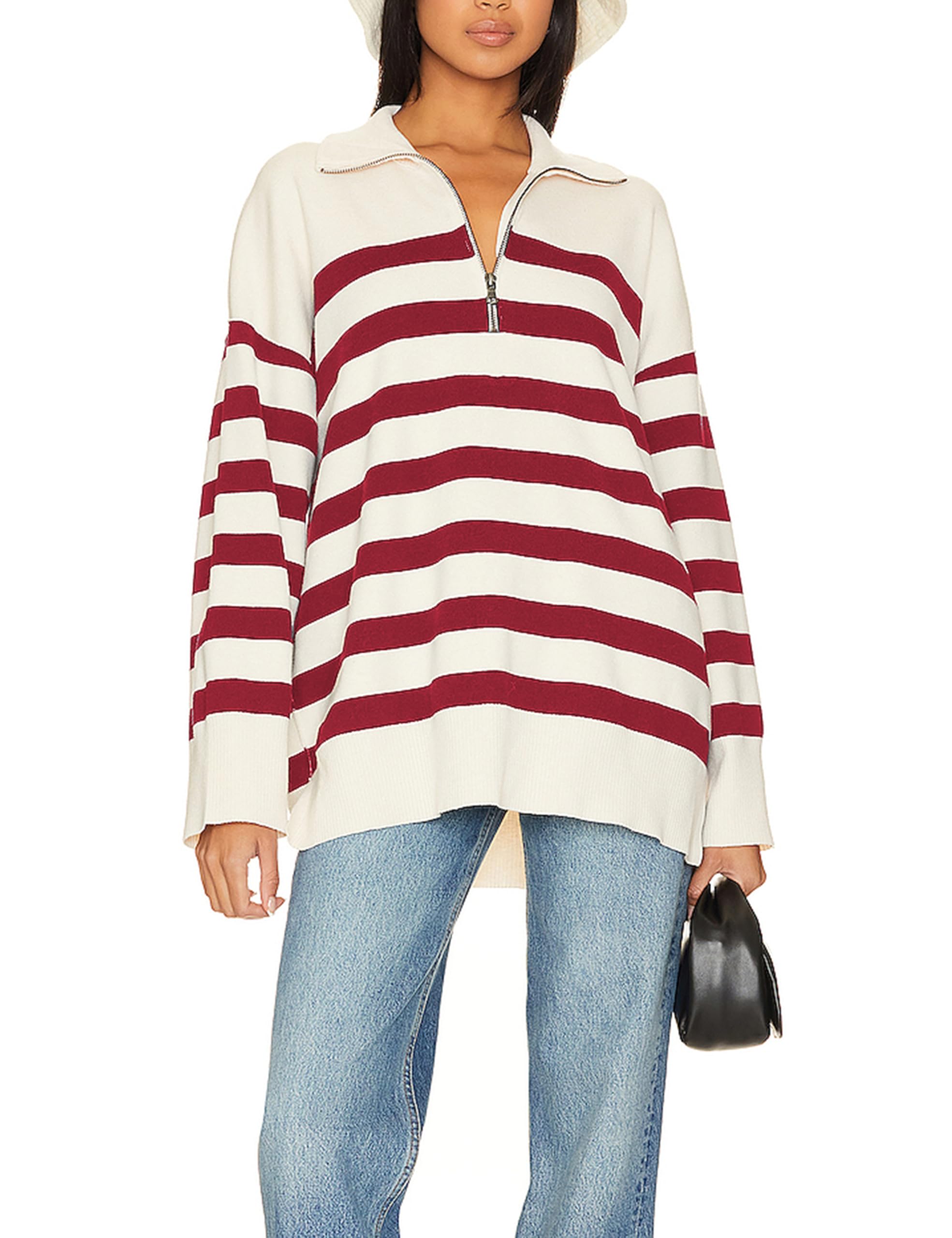 Moletom Miewenmogu Oversized Ruby Para Mulheres Com Zíper