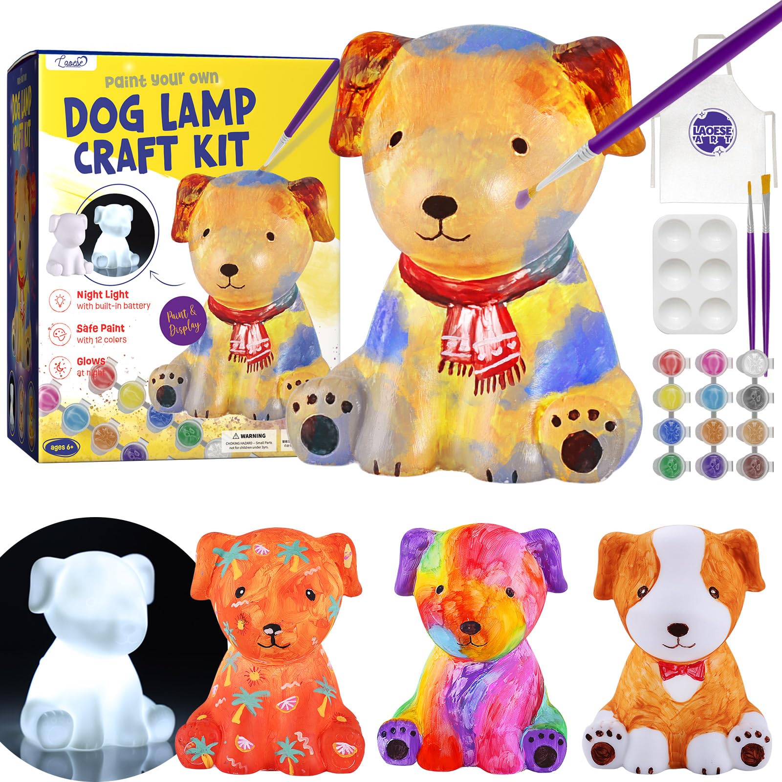 Pinte Seu Próprio Kit De Lâmpadas Para Cães Laoese Art Supplies Kids 6-14