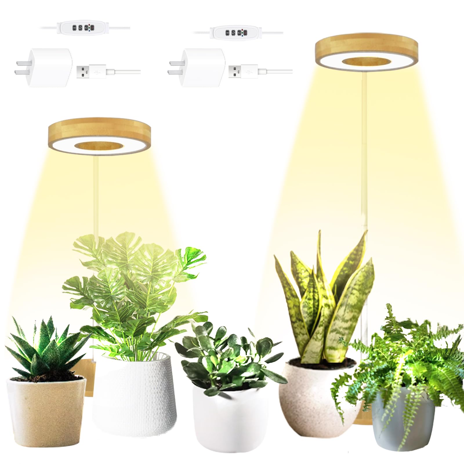 Led Grow Lights Apeids Bamboo Full Spectrum 96 Leds, Pacote Com 2