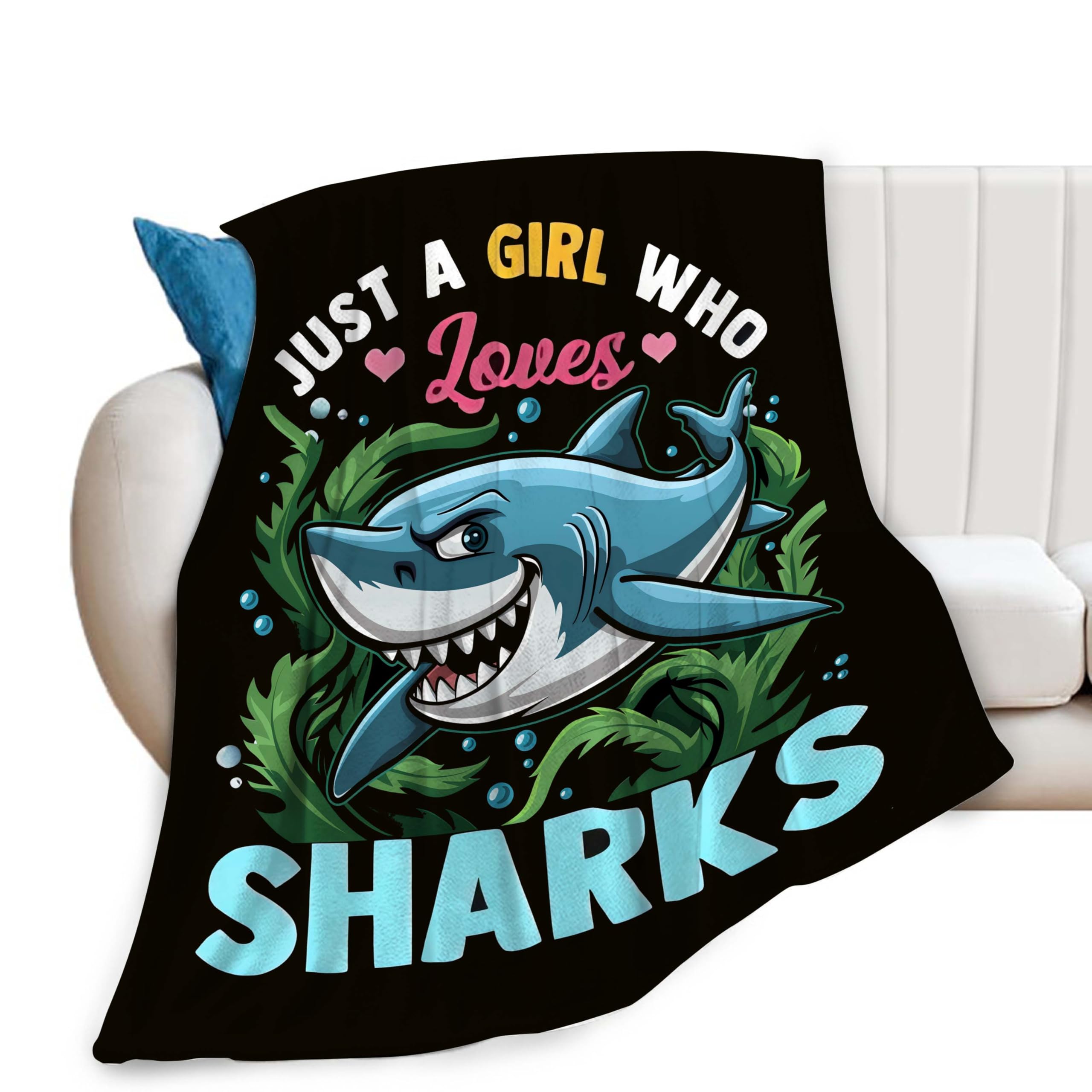 Cobertor Sweetfox Just A Girl Who Love Sharks Flannel 125x100cm