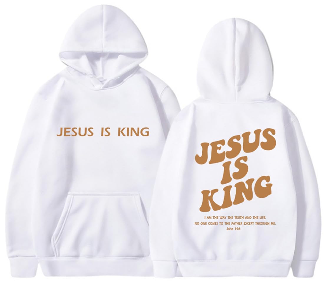 Moletom Panozon Jesus Is King Christian Faith Branco Para Adultos