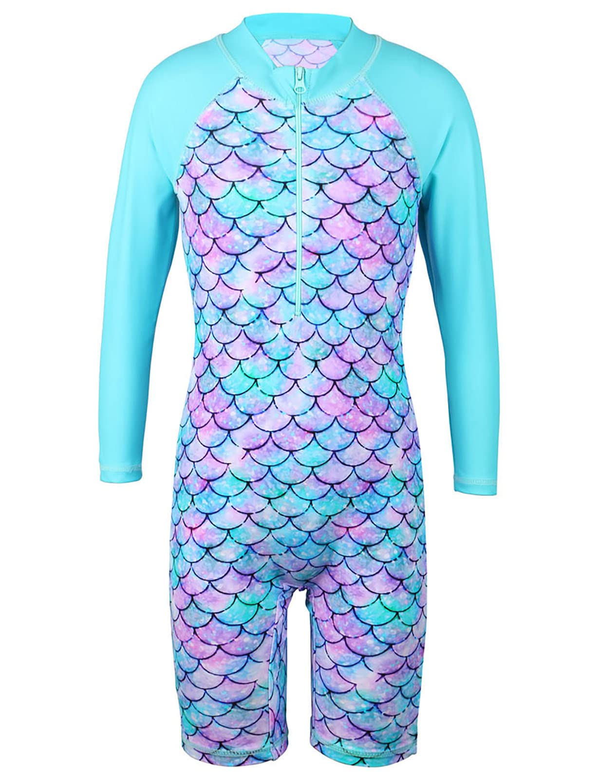 Roupa De Banho Tfjh E Girls De Manga Comprida Rash Guard Uv 50+ Fish Scale