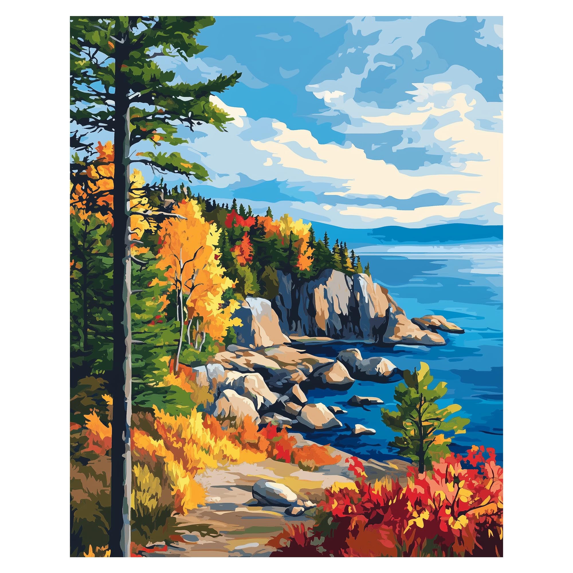 Pinte Por Número Paisagem Da Ilha Do Parque Nacional Cawpom Acadia