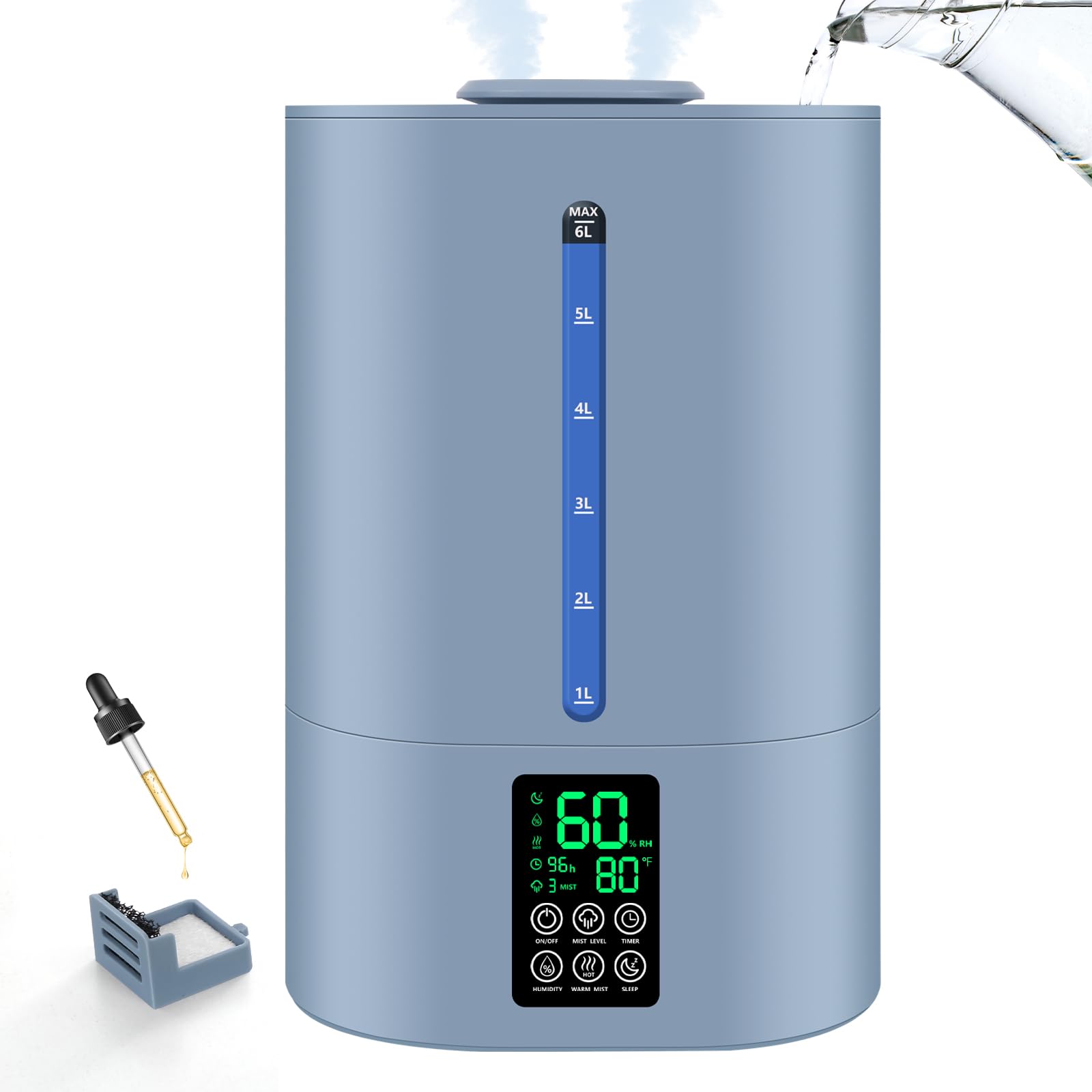 Umidificador Coolfiqu 6l Para Quarto, Quarto Grande, Casa, Azul