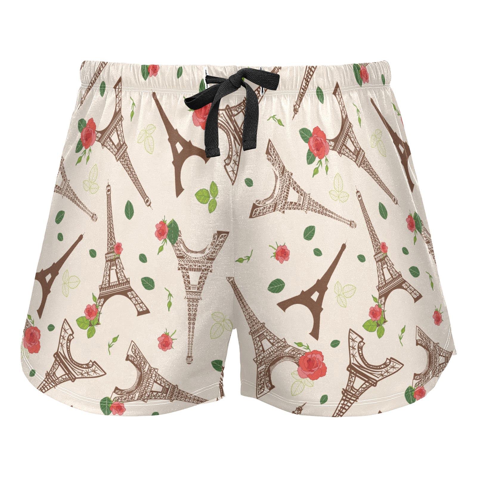 Calças De Pijama Jhkku Shorts De Dormir Eiffel Tower Para Mulheres M