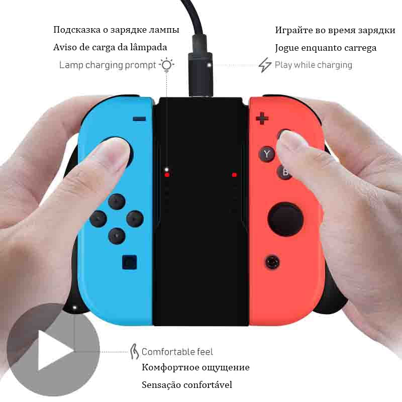 Estação De Ancoragem Grip Para Nintendo Switch Joy Con