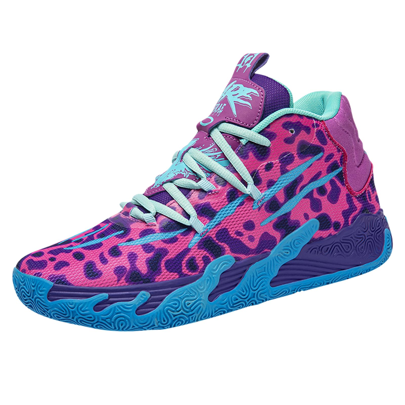 Tênis De Basquete Didopery Masculinos Com Cadarço De Cano Alto Roxo 6.5