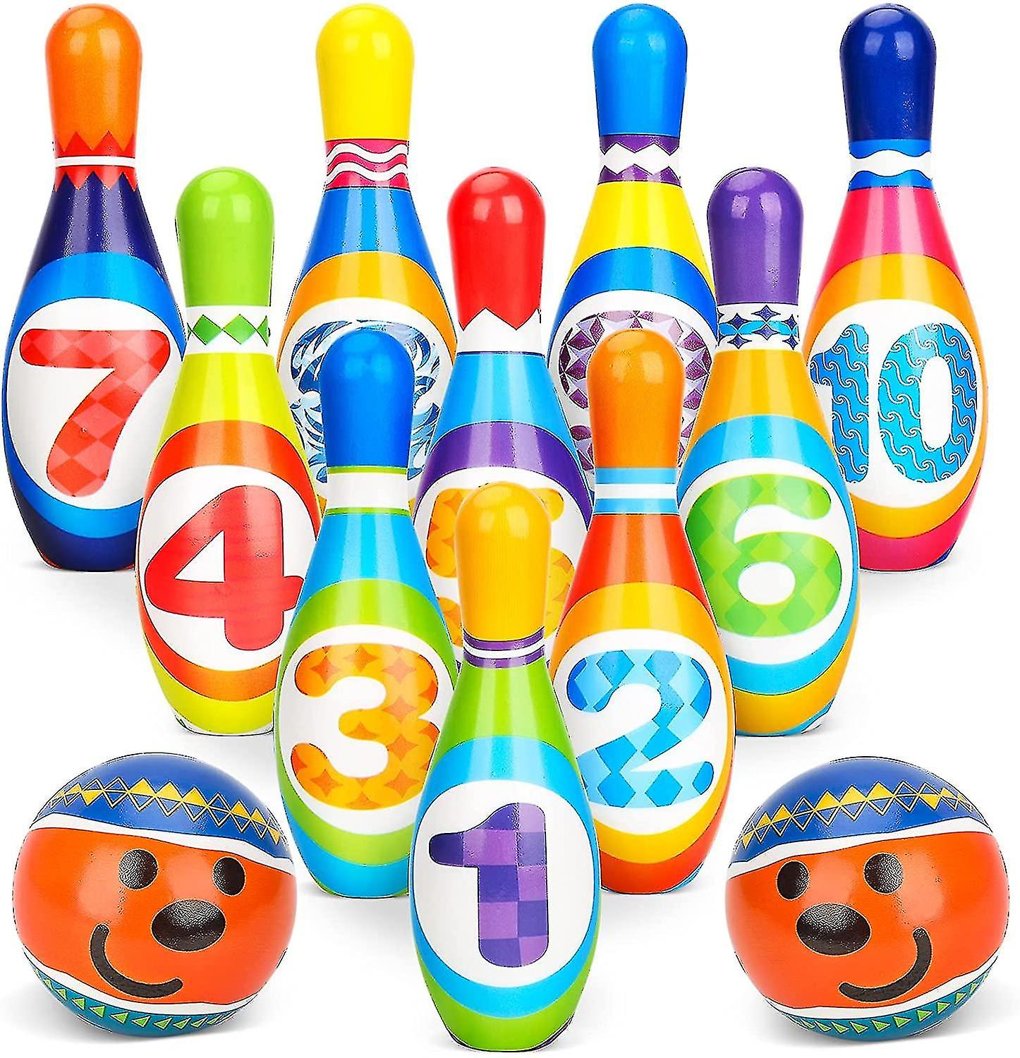 Jogo De Skittles Bowling Set Para Crianças Com 10 Pinos E 2 Bolas