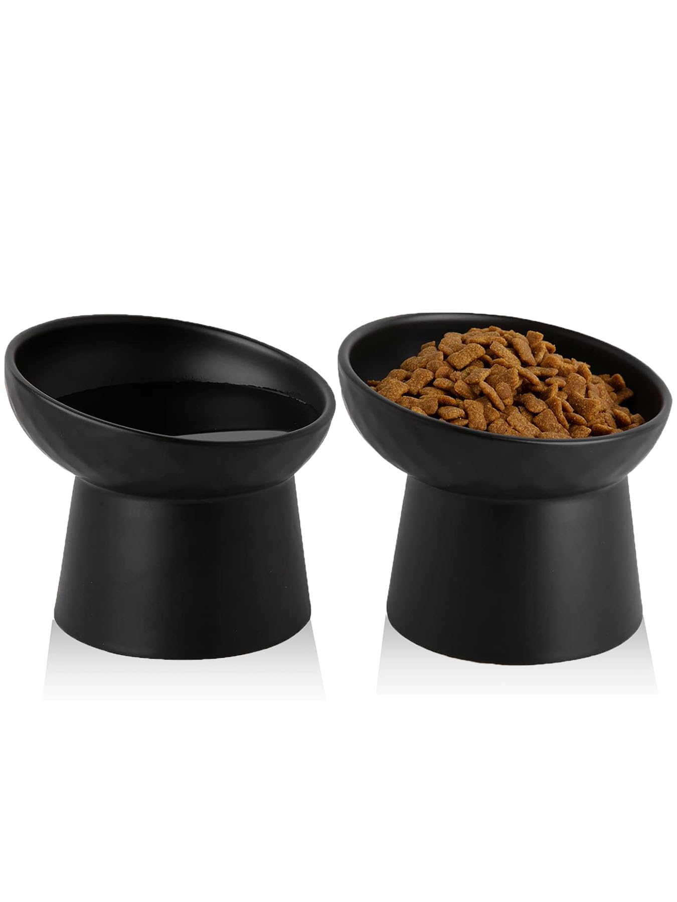 Taça De Cerâmica Elevada Para Gatos Xjyylx Whisker Friendly Black, 2 Pacotes