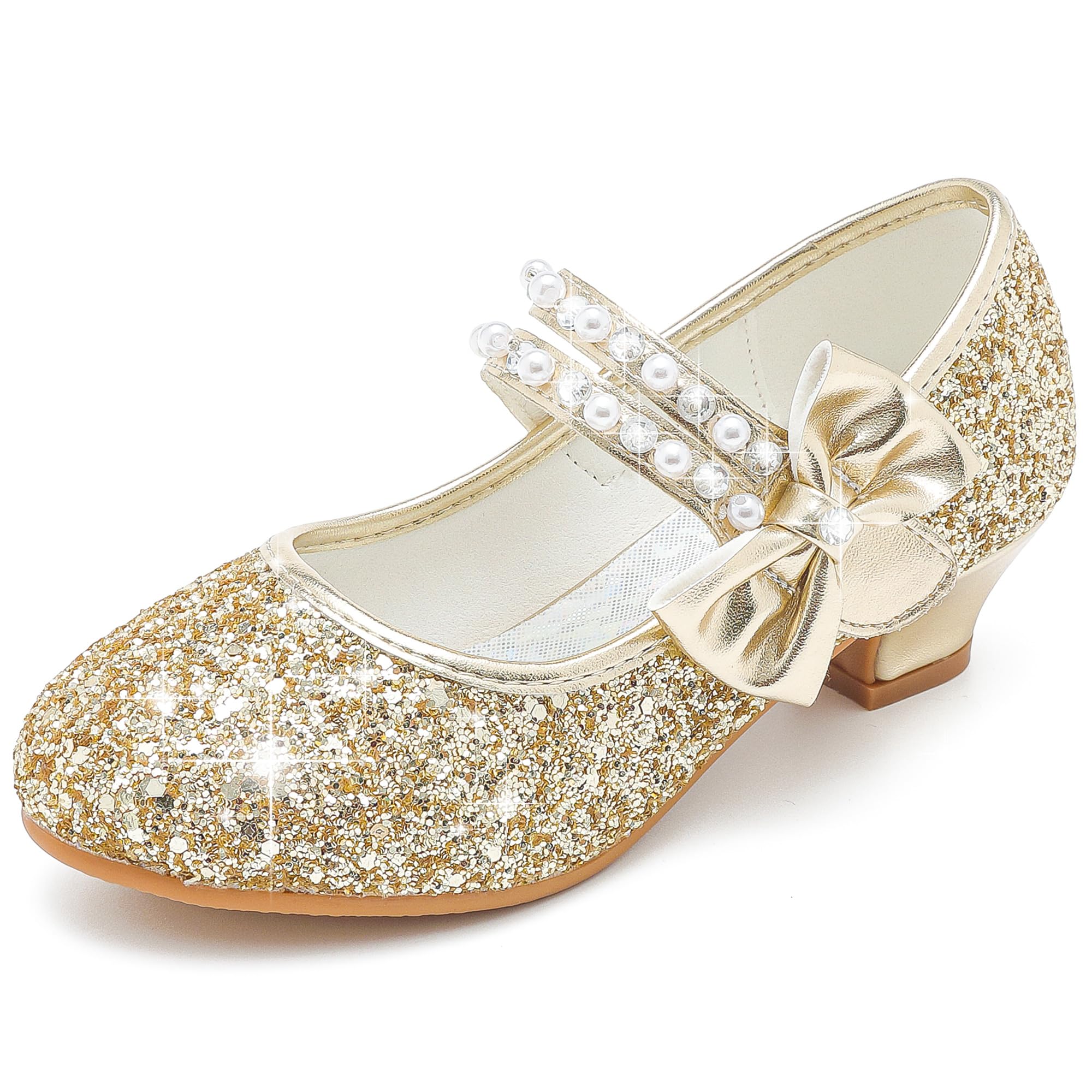 Sapatos Motasha Girls Heel Flower Girl Dress Gold Tamanho 4