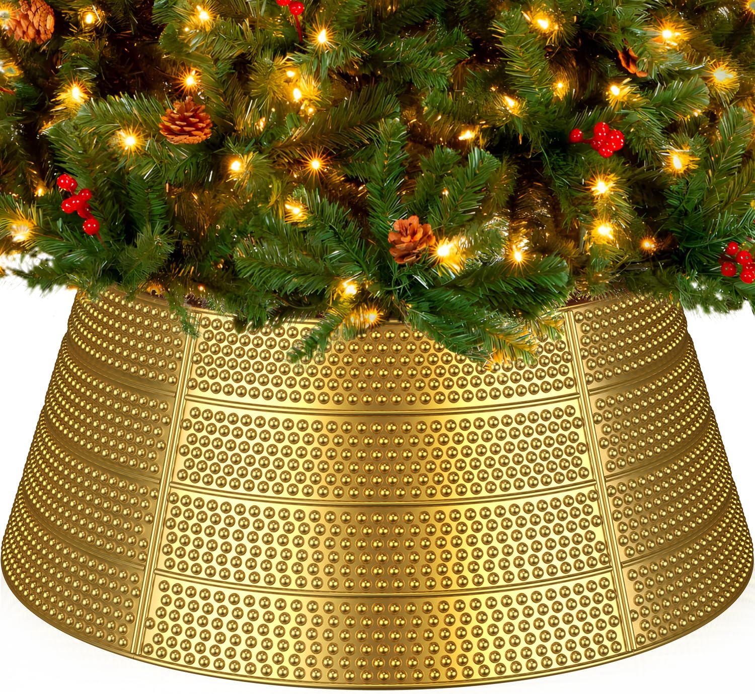 Coleira De Árvore De Natal Loisvi Gold Metal Para Árvores De 4 A 8 Pés