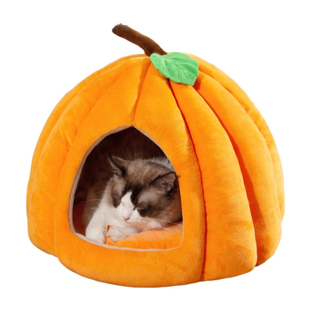 Cat Bed Sothuba Pumpkin Shape Cave Para Gatos De Interior, Laranja